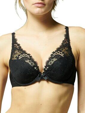 SIMONE PERELE Wish Triangle Contour Bra in Black Size 38D Brand New NWT